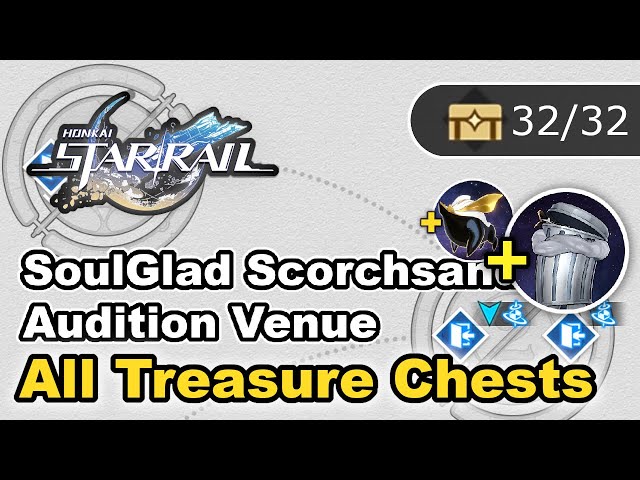 SoulGlad Scorchsand Audition Venue - All Treasure Chest Locations (Chests,Trashcan, Trotter) - HSR