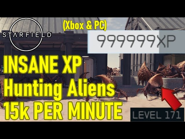 INSANE Starfield XP farm, level up FAST hunting aliens, 15k PER MINUTE, no crafting, EZ skill ups