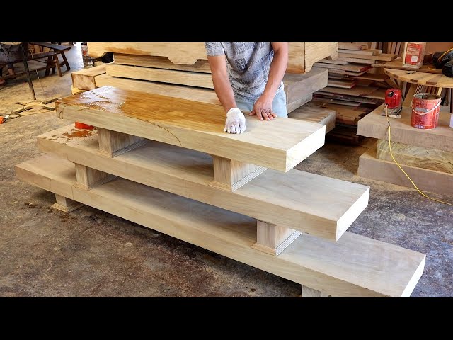 Huge Monolithic Woodworking Project-Make a Luxury TV Shelf For Living Room & Simple