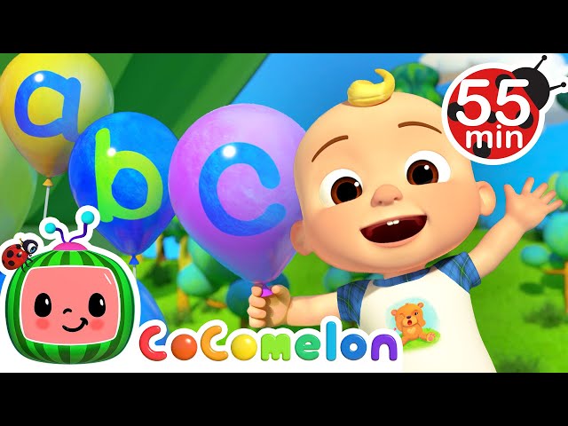 ABC Song with Balloons + More Nursery Rhymes & Kids Songs | Moving and Learning With FUN CoComelon