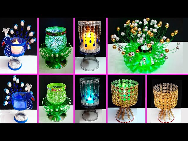 5 Easy Economical Tealight Holder made with plastic bottle | Best out waste Christmas craft idea