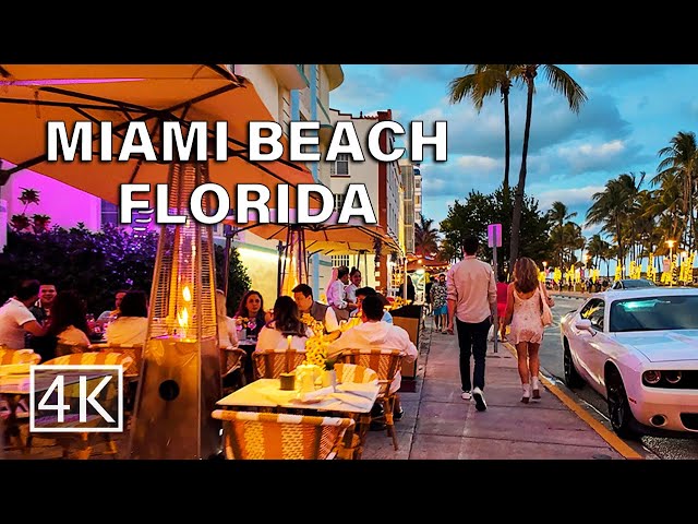 [4K]  Miami South Beach Florida - Evening Walking Tour