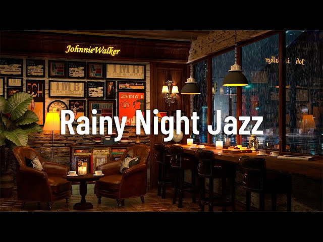 Heavy Rain on Window Ambience at Cozy Coffee Shop with Jazz Relaxing Music & Rain Sounds for Relax