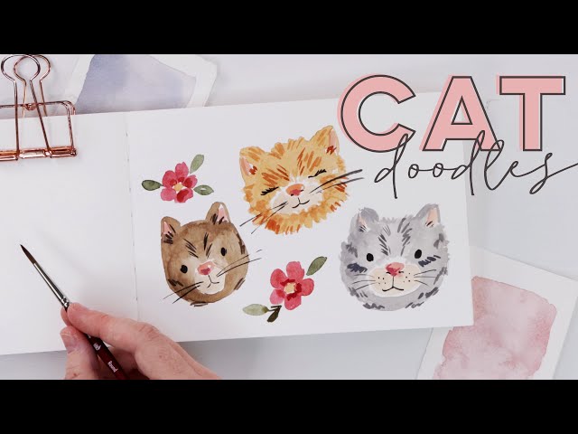 How To Paint Cat Doodles With Watercolor