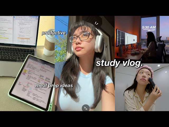 STUDY VLOG 🍵 waking up at 5AM, productive days in my life, skincare routine & meal prep ideas