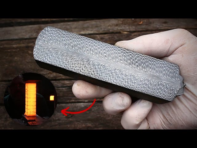 FEATHER DAMASCUS PATTERN! - How to make a feather damascus knife