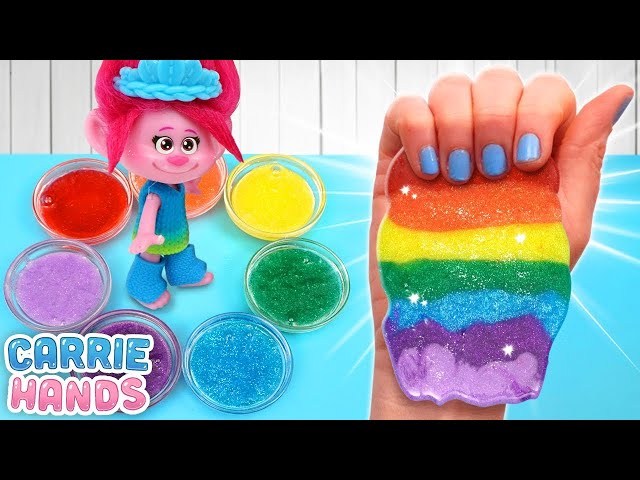 Trolls Poppy & Branch Make Super Fun DIY Rainbow Slime With Glitter | Craft Videos For Kids