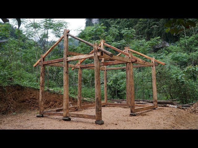 How To Build house, Full Shelter Build with Hand Tools | Primitive Skills