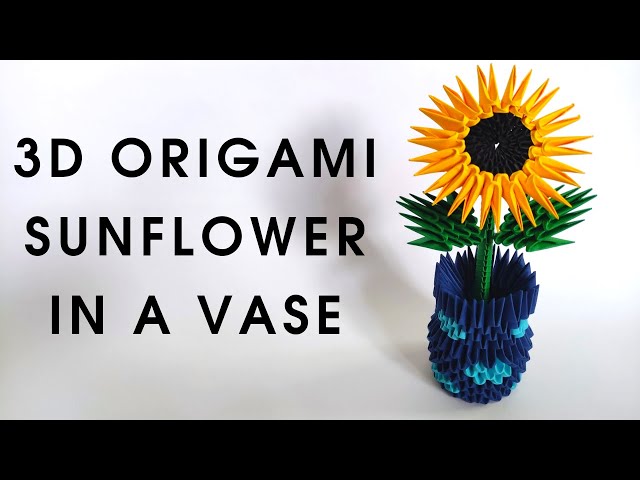 3D origami SUNFLOWER in a VASE | How to make a modular origami