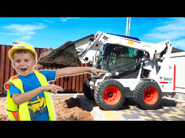 Tractor and Real Excavator Loader came to the rescue Alex ride on Power Wheels