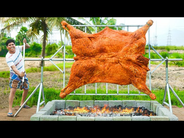 WHOLE BEEF BBQ | Roasting A Whole Beef On A Steel Spit | Village Food