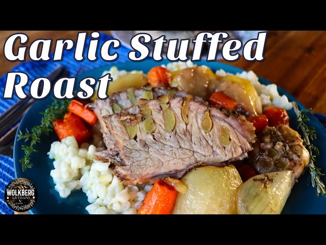 Garlic stuffed Beef Roast | How to Cook a Sunday Roast Beef Recipe | Cast Iron recipes | Open fire