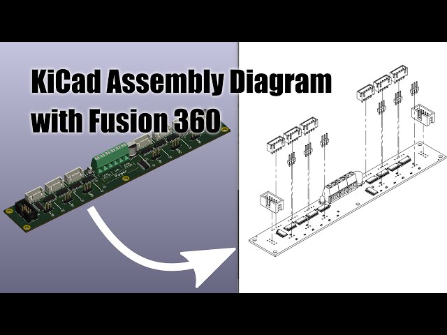IKEA-style exploded assembly diagram from a KiCad PCB with Fusion 360