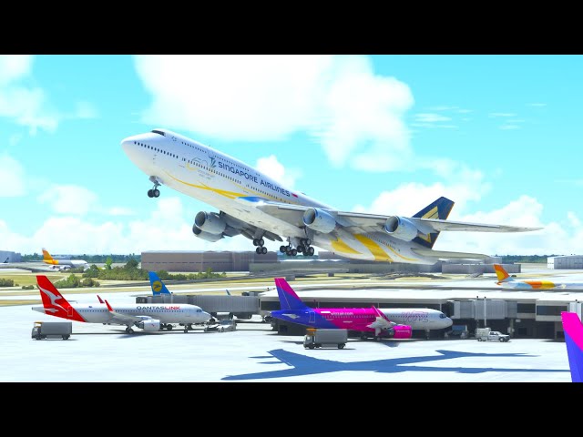 BEST SKILL LANDING SINGAPORE AIRLINES BOEING 747 LANDING AT BOSTON AIRPORT MFS2020