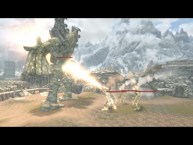 Skyrim Battles - Ancient Nordic Sentinel vs. Giants, Lurkers, Legendary Dragon, and more
