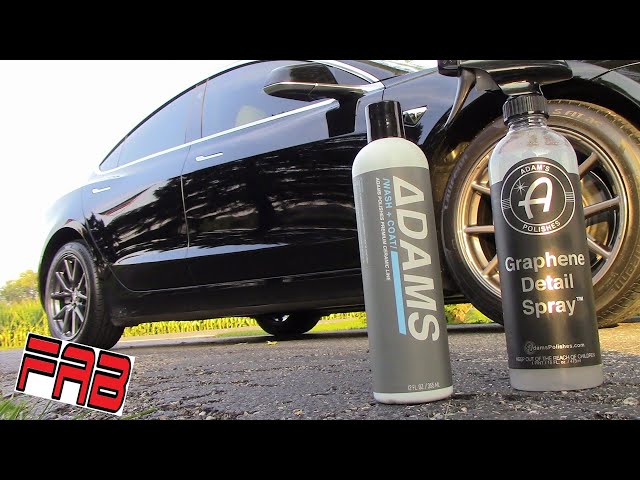 First Wash of Adam's Graphene Coating on the Tesla Model 3! First look at Graphene Detail Spray!