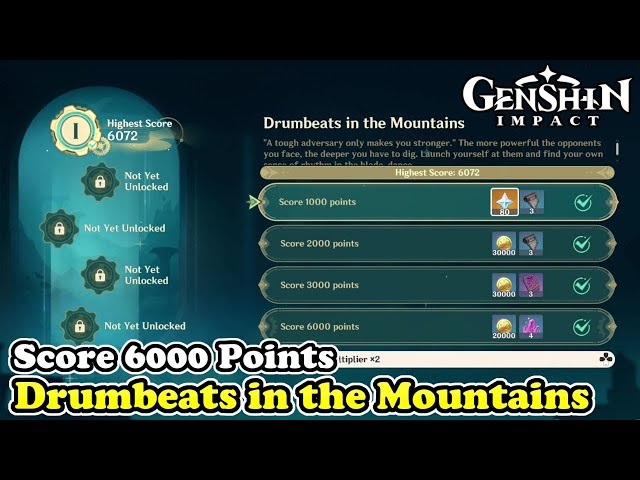 Drumbeats in the Mountains Score 6000 Points Dance of Resolute Will Genshin Impact