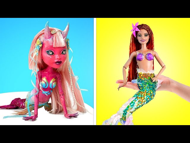 DIY Mermaids From Old Dolls! How To Transform Doll Into Mermaid