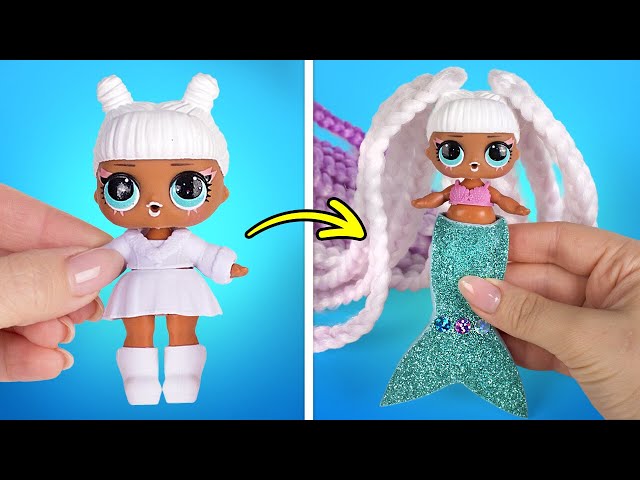 DIY Mermaid Doll 😍 3 Easy Doll Transformations