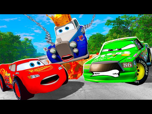 Lightning McQueen and MATER vs Chick Hicks Pixar cars  in  BeamNG.drive