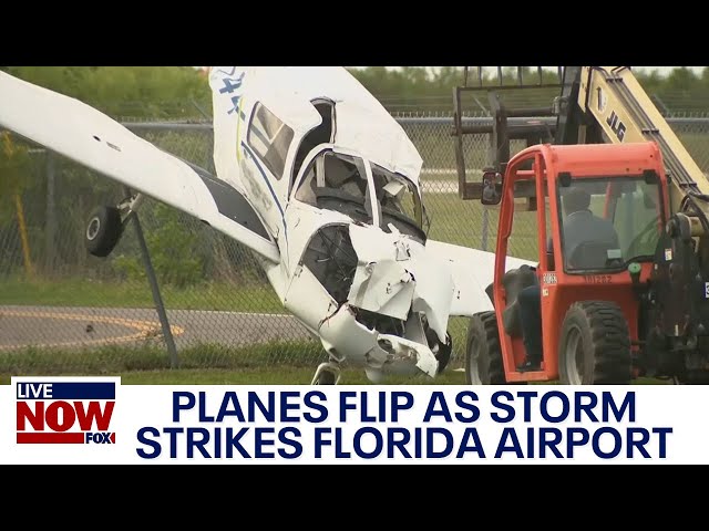 Planes flip at Florida airport amid severe storms  | LiveNOW from FOX