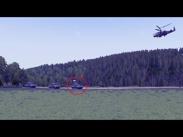 Ukrainian Helicopters Attack Russian T-14 Tank Troops Flee whom into the Forest - ARMA 3