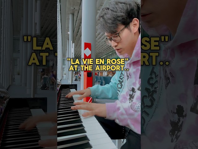 found a piano at the airport.. 🎹✈️ #public #piano #airport #music #song #reaction #rain #paris #fun
