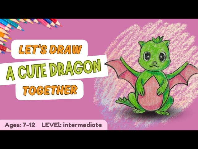 A Cute Dragon Drawing Tutorial for kids.
