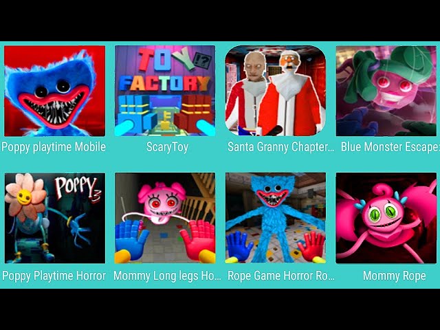 Poppy Playtime, Scary Toy, Santa Granny Chapter two, Blue Monster Escape, Poppy Playtime, Rope Games