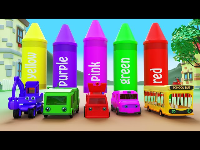 Wheels on the Bus dance party - Fun Colorful Cars and Pencil Cartoons - Nursery Rhymes & Kids Songs