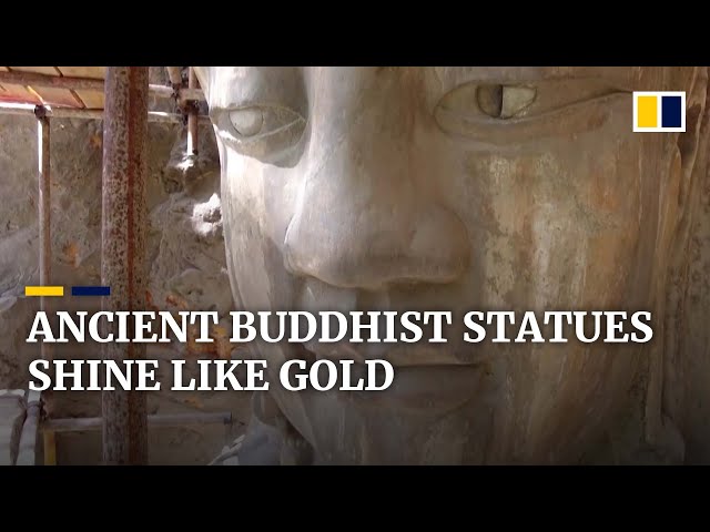 Ancient Buddhist statues discovered with traces of gold, silver and coloured glass