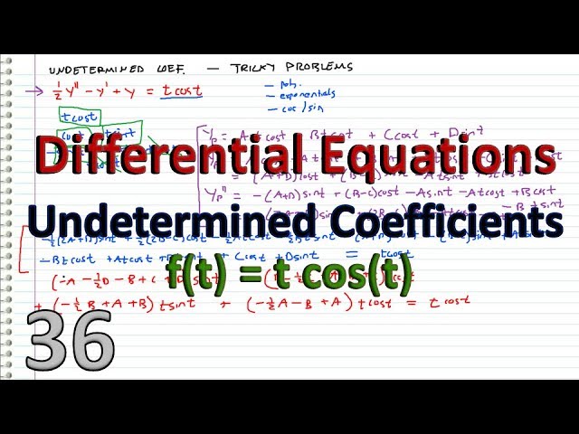 Differential Equations - 36 - Tricky Undetermined Coefficients Example ( t*cos(t) )
