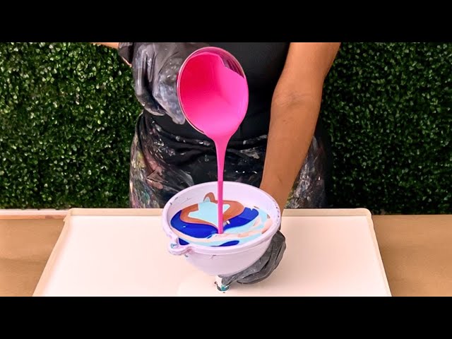 Satisfying Beautiful FluidArt Pour Painting ~ Easiest Acrylic Pouring Technique