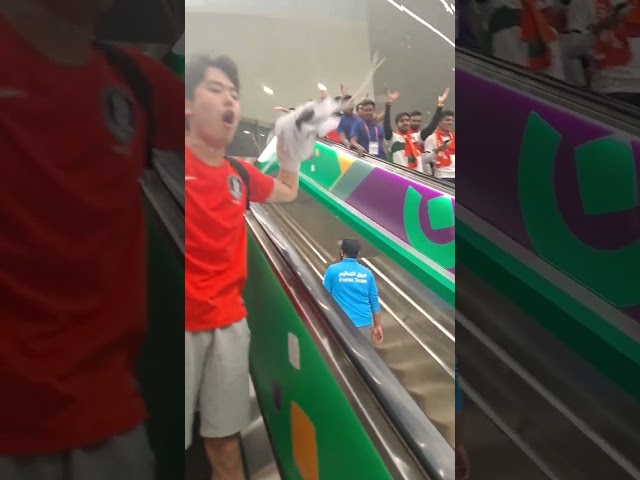 Korean Fans singing in Qatar Metro #shorts