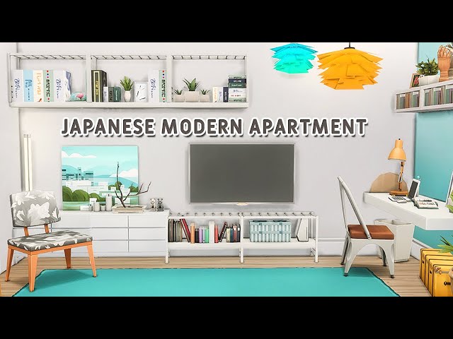 Base Game & City Living •Japanese Modern Apartment | NoCC | Chic Street | Sims 4 | Stop Motion