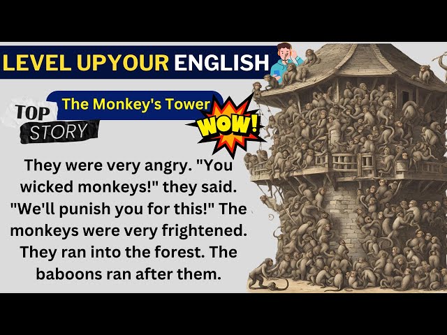 ⭐ Interesting Story : The Monkey's Tower | Graded Reader | SPEAK English | Practice English #story