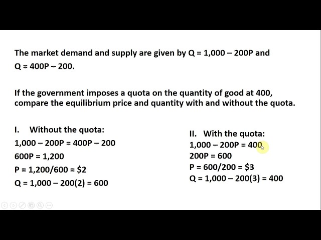 Solving a Supply and Demand Problem with a Government Quota