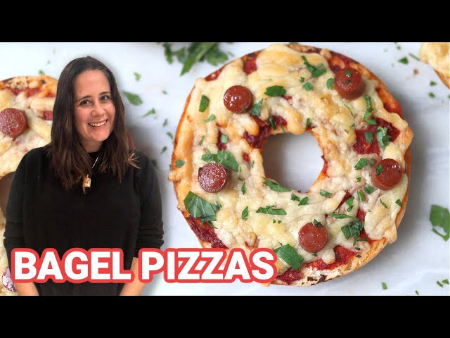 The EASIEST Lunch for Kids! Bagel Pizzas!
