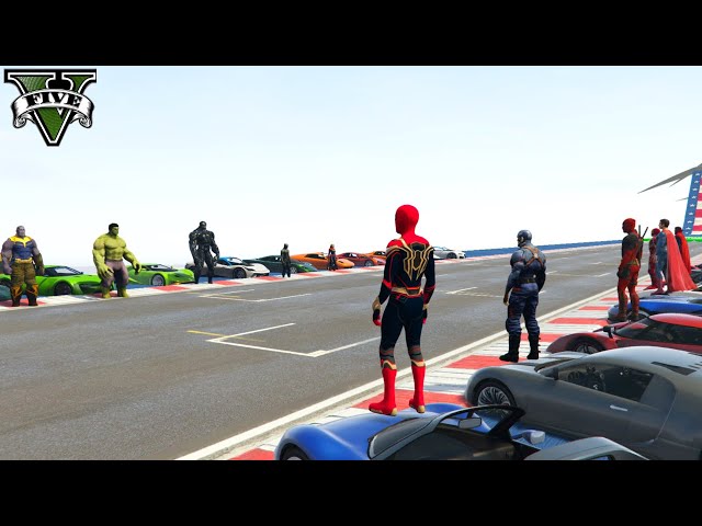 GTA V hard challenge With Spiderman, Hulk, Superman By Super Cars & Toy Truck