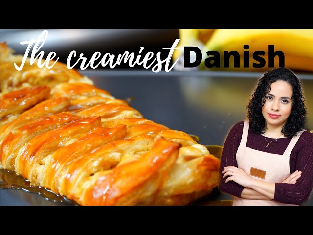 Braided danish with CREAM CHEESE and BANANA | EASY BRAIDED danish pastry | BROWN sugar GLAZE pastry