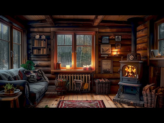 Mountain Air And Thunderstorms For Sleeping | Rain Sounds And Crackling Fireplace for Relief Stress