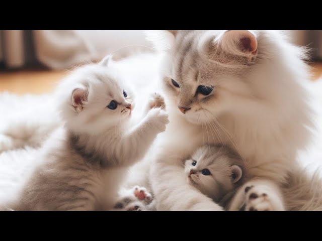 Mom cat playing with her cute kittens!#music #cat #funny #cute #kitten #memes #animals #love #play