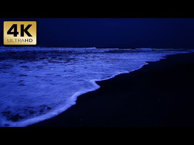 Soothing Ocean Sounds For Deep Sleeping 4K - Serene Waves of a Pristine Ocean At Night - 10 Hours