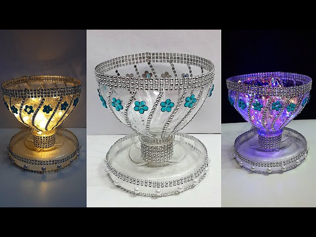 Tealight holder/Showpiece made from Plastic Bottle | Best out of waste home decoration idea
