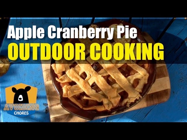 Baking an Apple Cranberry Pie Outdoors in a Lodge Cast Iron Dutch Oven