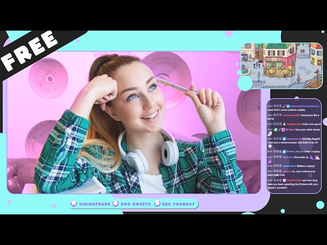 FREE Cute Twitch overlay pack for OBS Studio, Streamlabs OBS, Streamelements