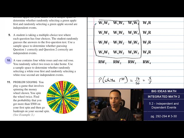 Big Ideas Math [IM2]: 5.2 - Independent and Dependent Events (Lecture & Problem Set)