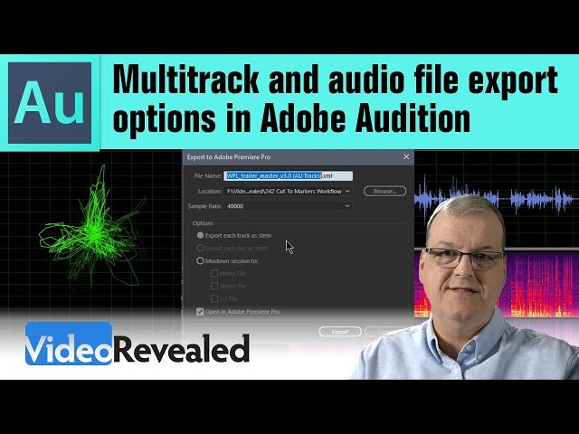 Multitrack and audio file export options in Adobe Audition