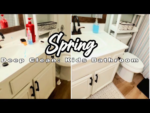 ✨Spring 2023✨Deep Clean: Kids 🤢 Filthy Bathroom🚽 Cleaning Motivation |Clean With Me 🧽