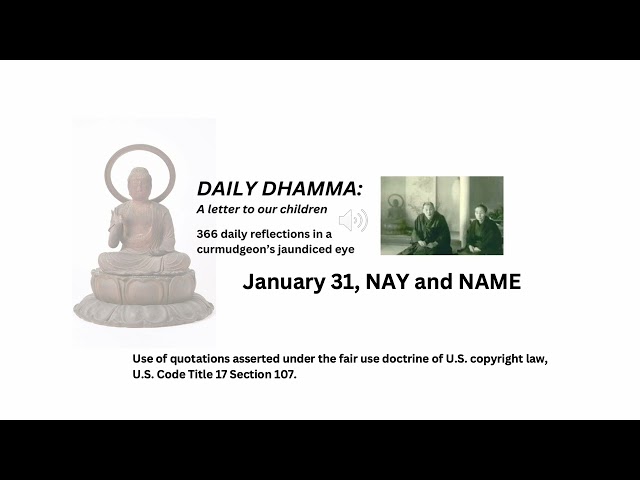 January 31, "NAY and NAME" Daily Dhamma: A letter to our children
